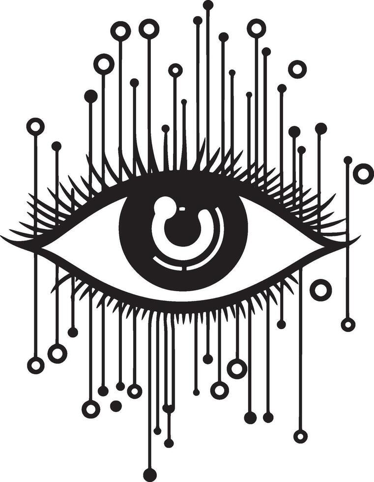 Minimalist eye icon in black style for AI vision. vector