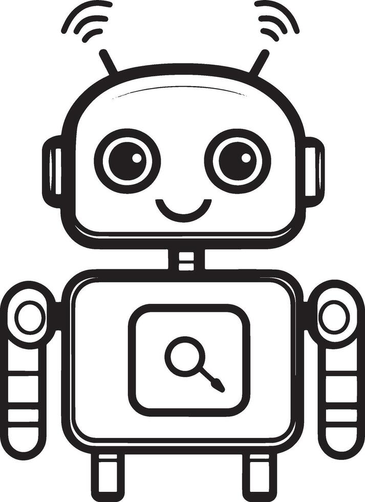 Simple chatbot silhouette in black style. vector