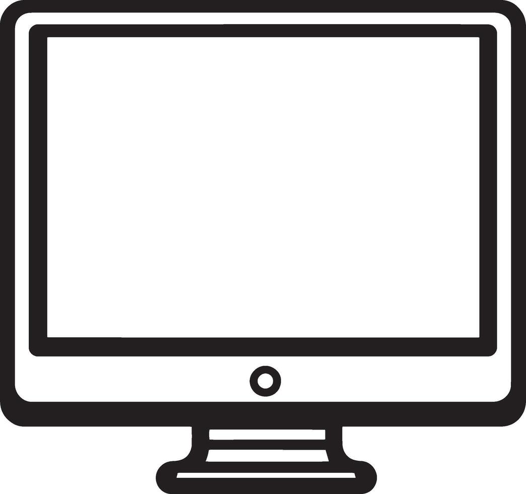 Simple computer monitor silhouette in black style. vector