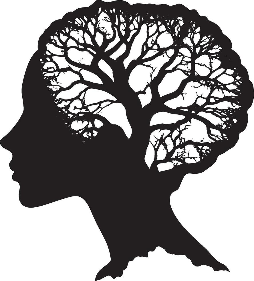 Brain simple silhouette black illustration vector
