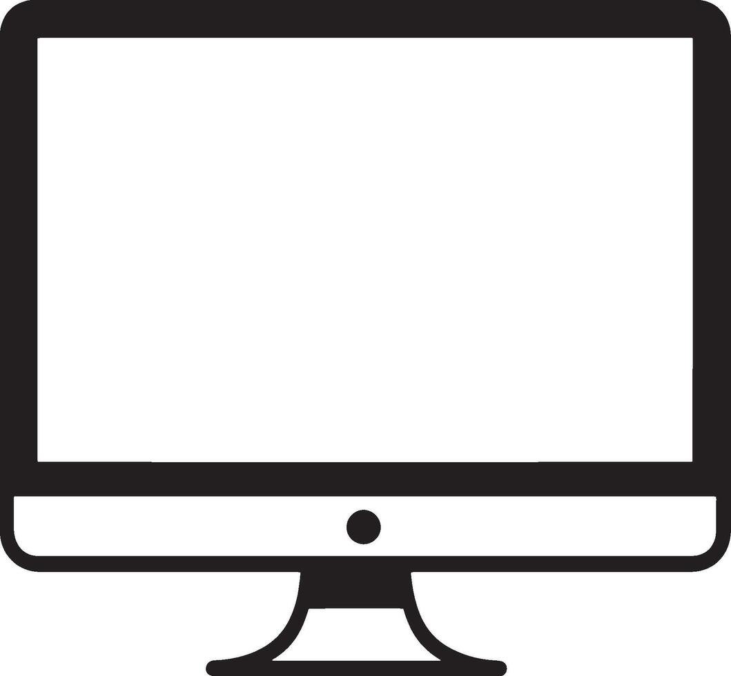 Computer monitor icon in a minimalist black silhouette design. vector