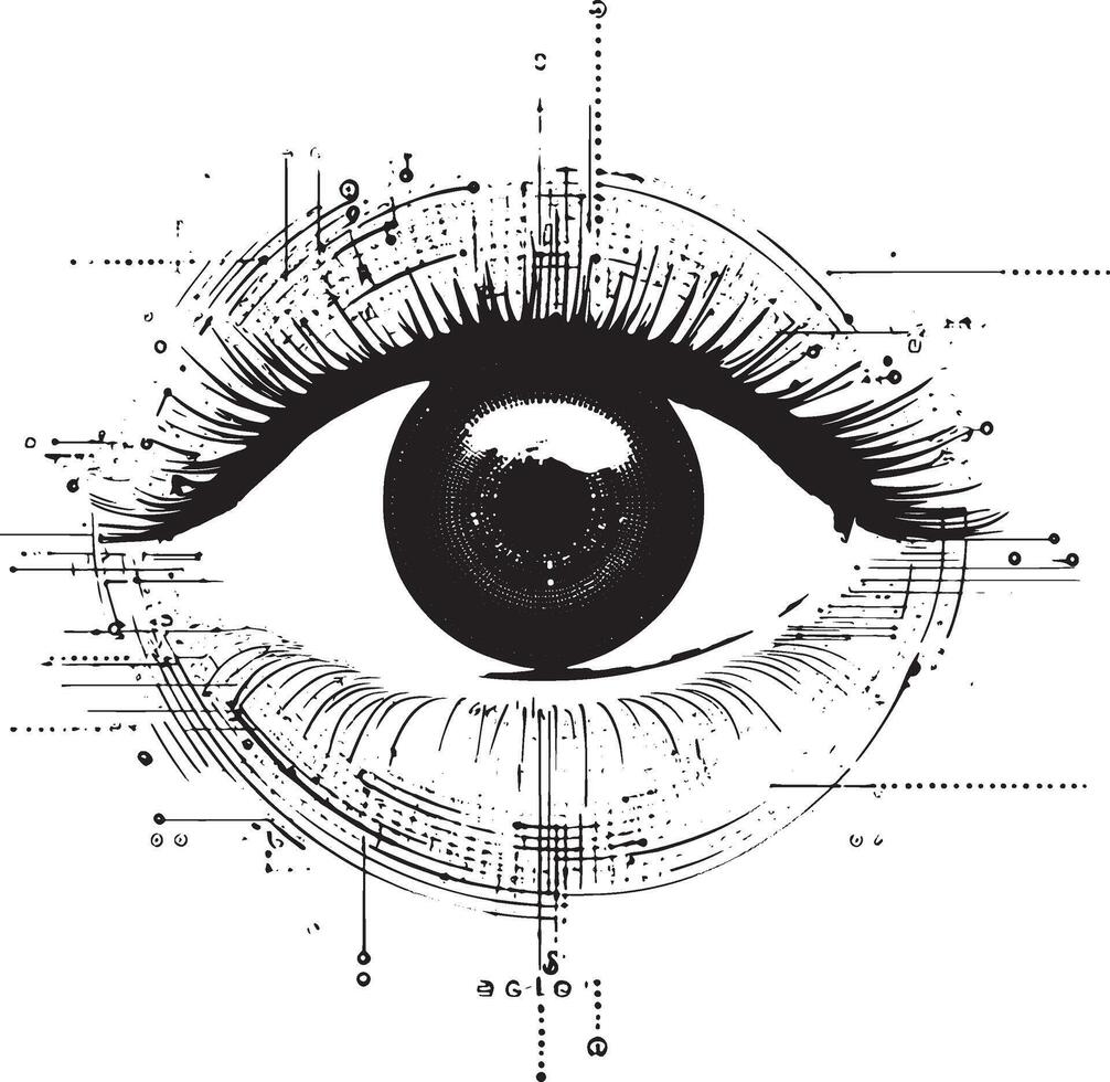 Eye AI vision or image recognition icon black illustration vector