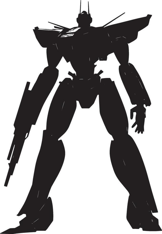 Robot simple silhouette black illustration vector