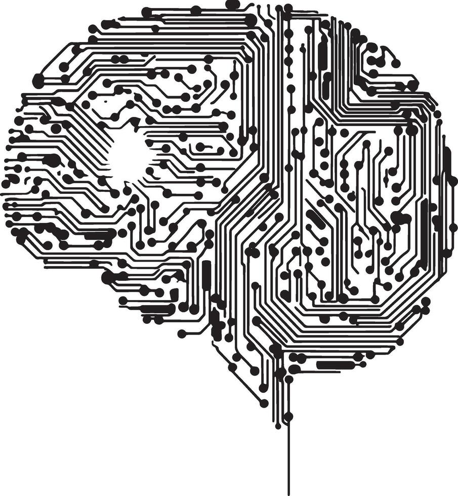 Brain symbolizing artificial intelligence icon black illustration vector