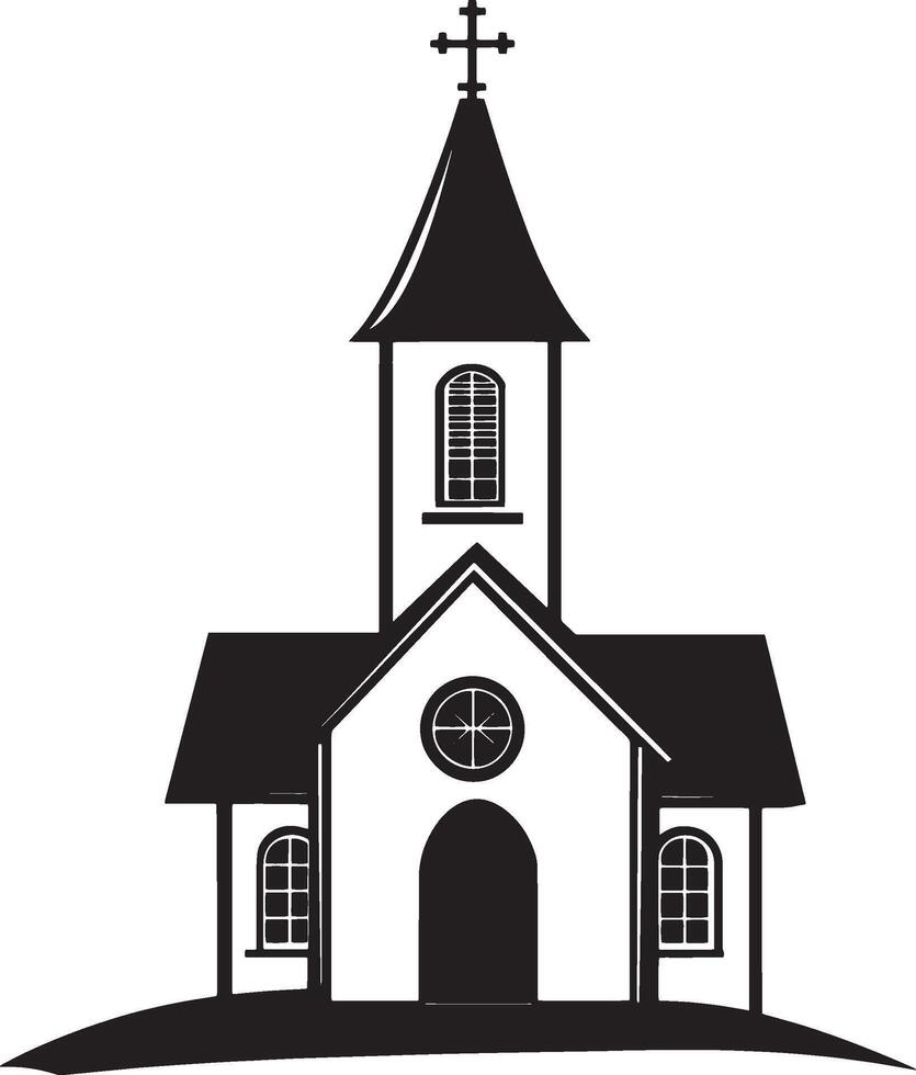Black illustration of a church silhouette. vector