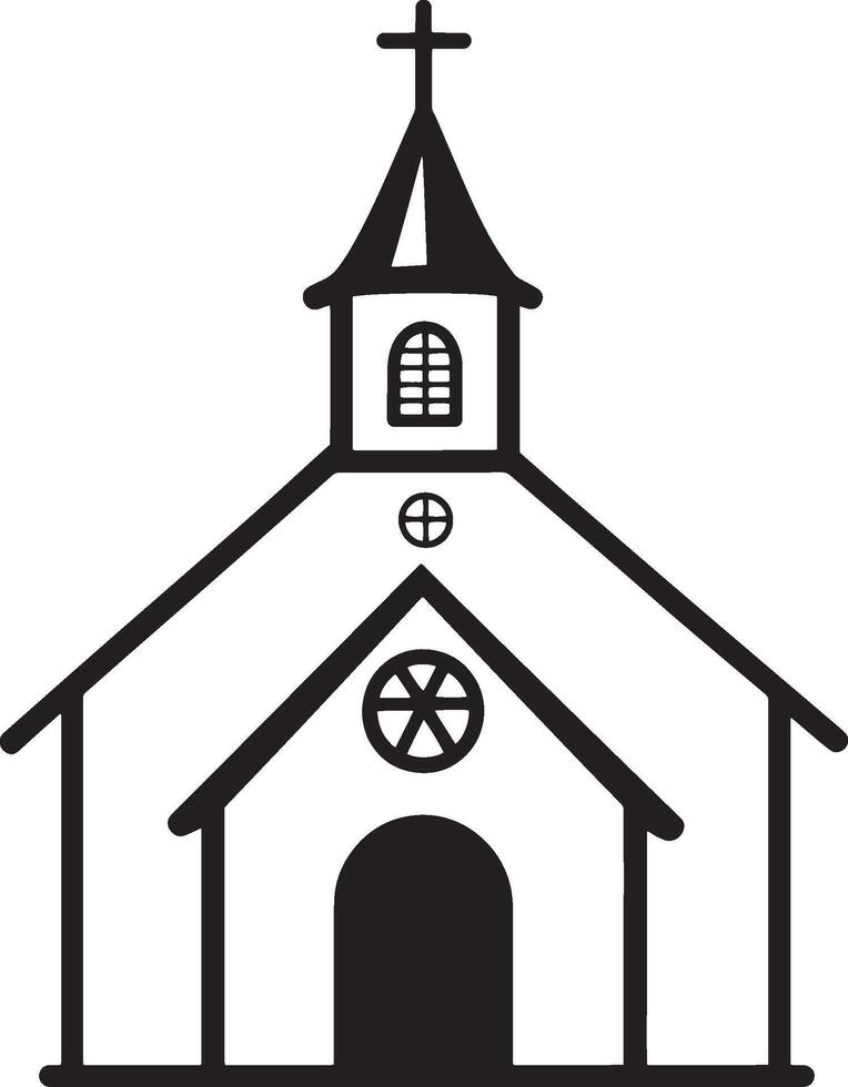 Simple church silhouette in black style. vector