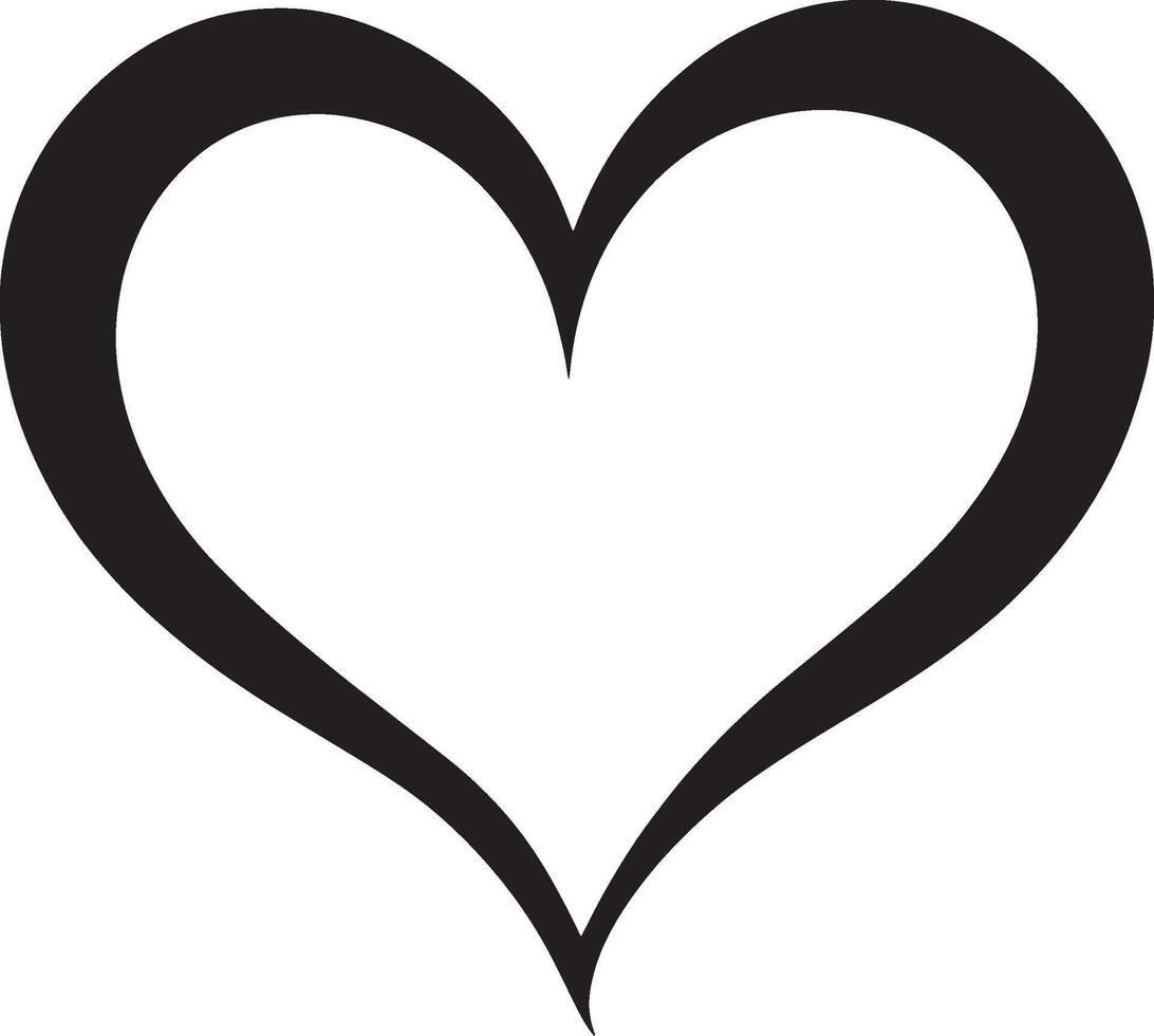 Black illustration of a heart silhouette. vector