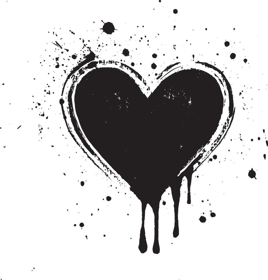 Heart outline black illustration vector