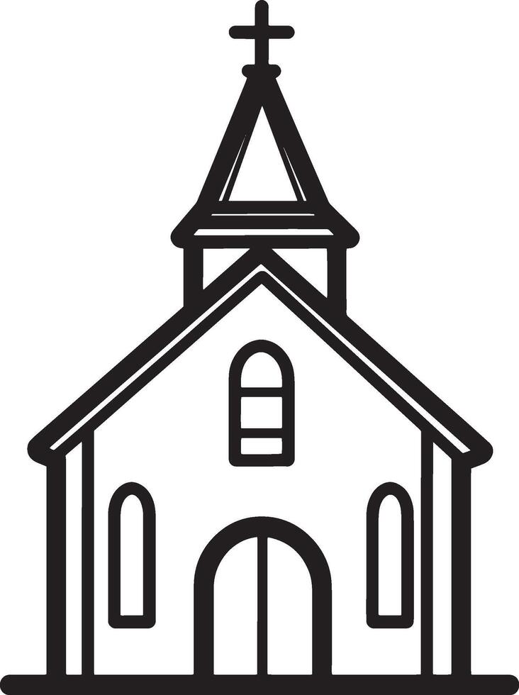 Church icon in a minimalist black silhouette design. vector