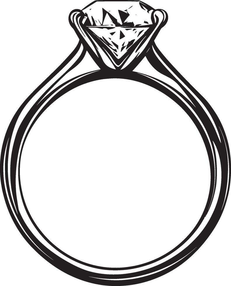 Engagement Ring outline black illustration vector