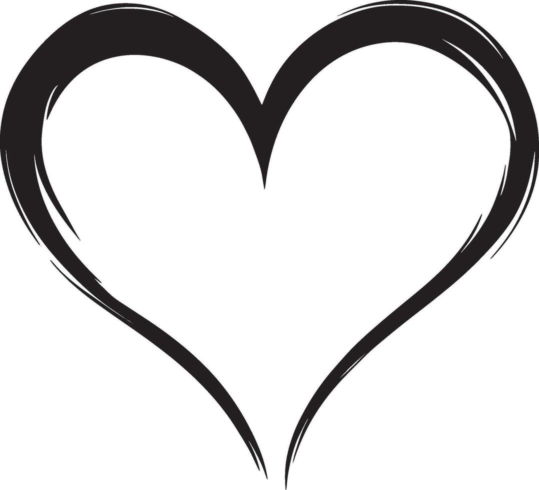 Black silhouette graphic of a heart . vector