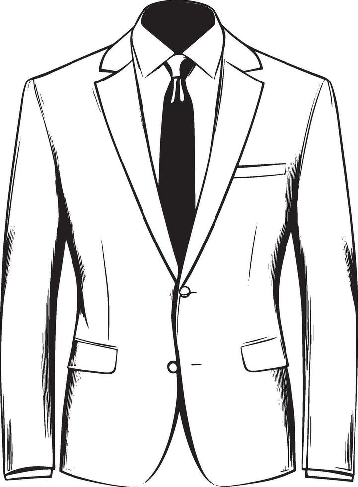 Groom Suit outline black illustration vector