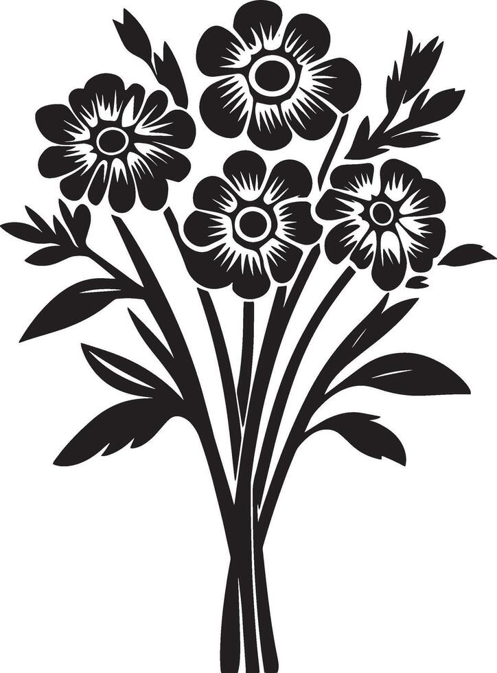 Black Illustration of Flower Bouquet Icon vector