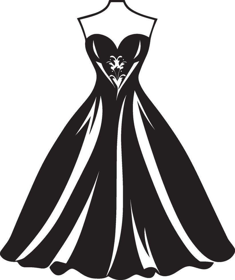 Bride's Dress Outline Designed in Black vector