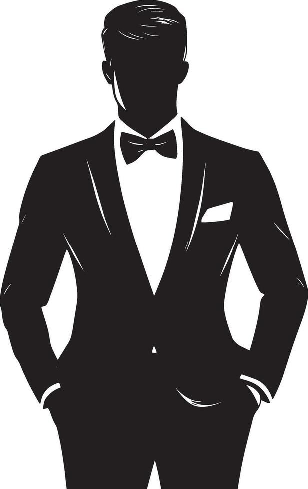 Black Illustration of Groom's Suit Simple Silhouette vector
