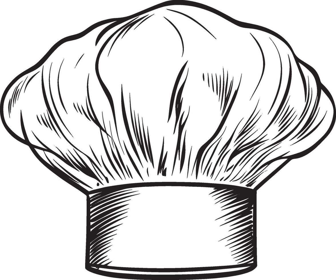 Chef Hat outline black illustration vector