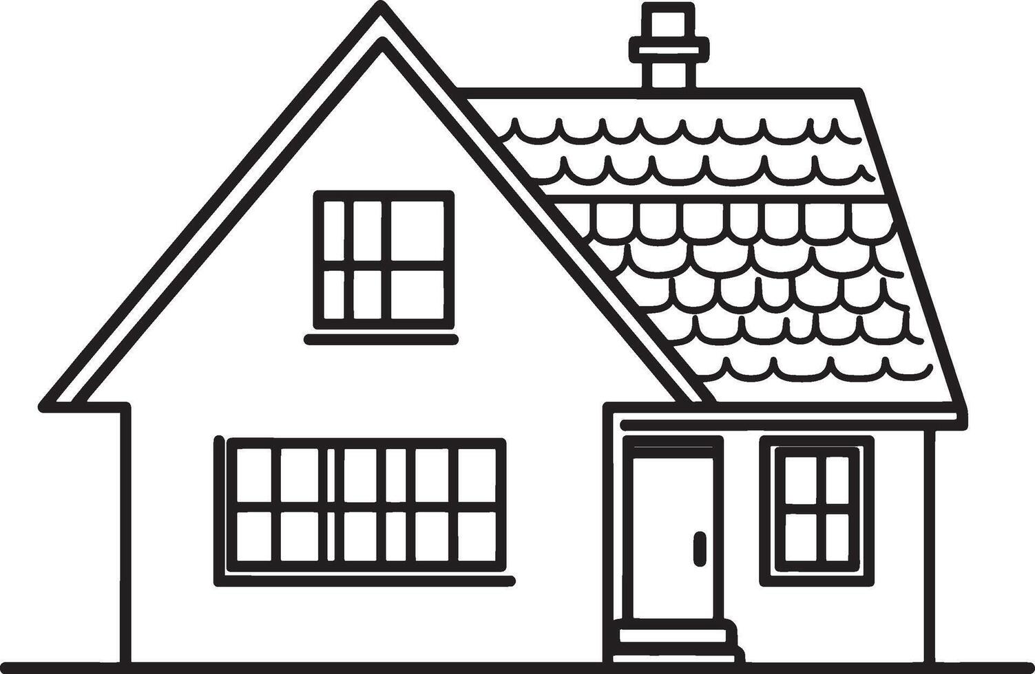 House with Roof outline black illustration vector