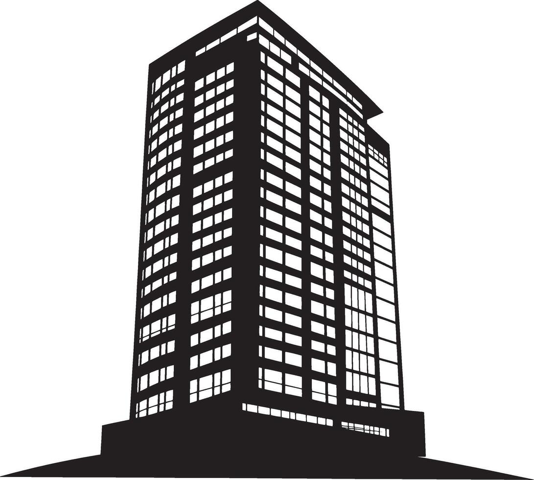 Commercial Building simple silhouette black illustration vector