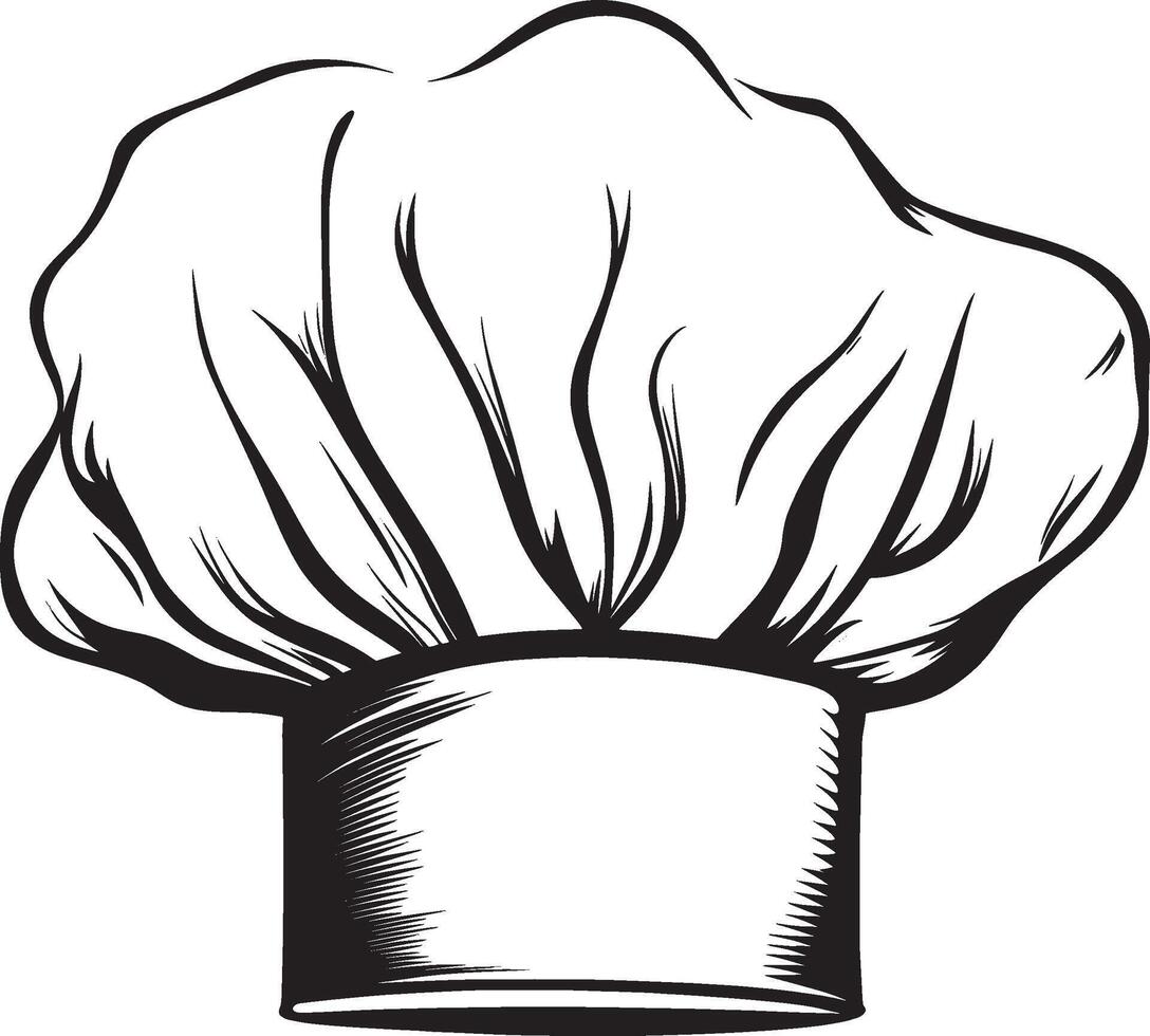 Black Illustration of Chef Hat Outline vector