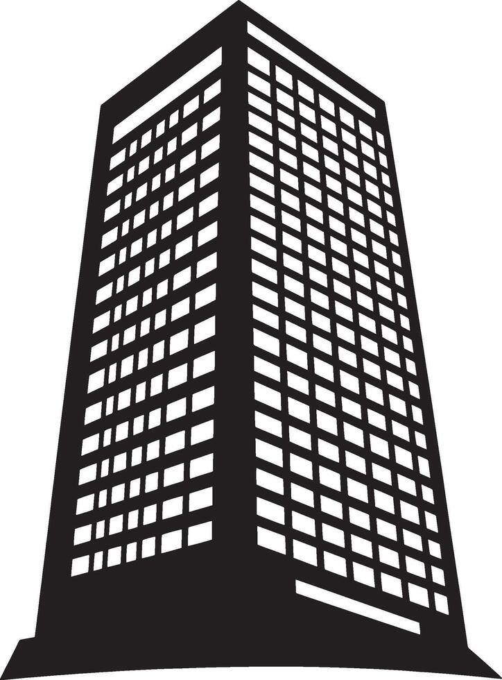 Simple Silhouette of Commercial Building Illustrated in Black vector