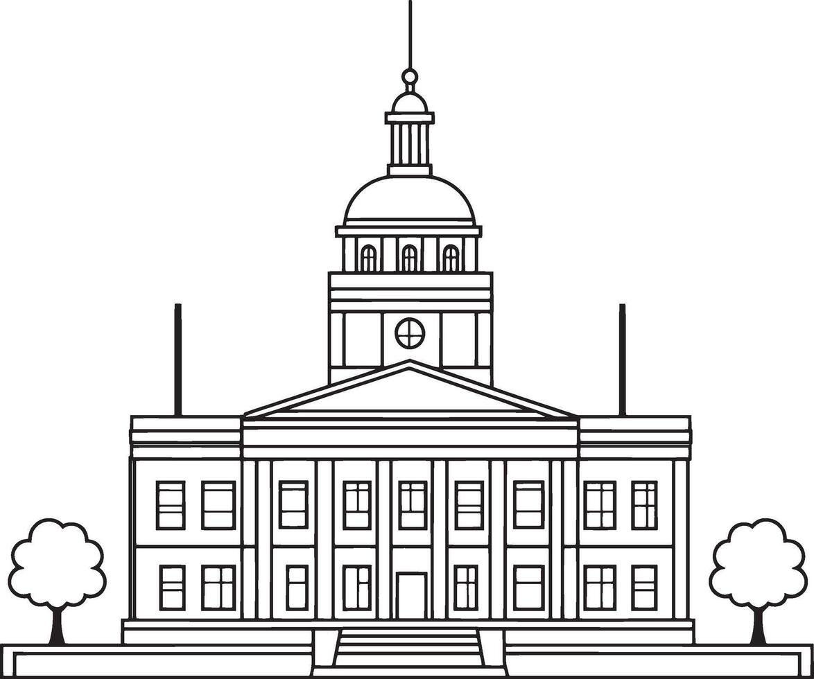 Government Building outline black illustration vector