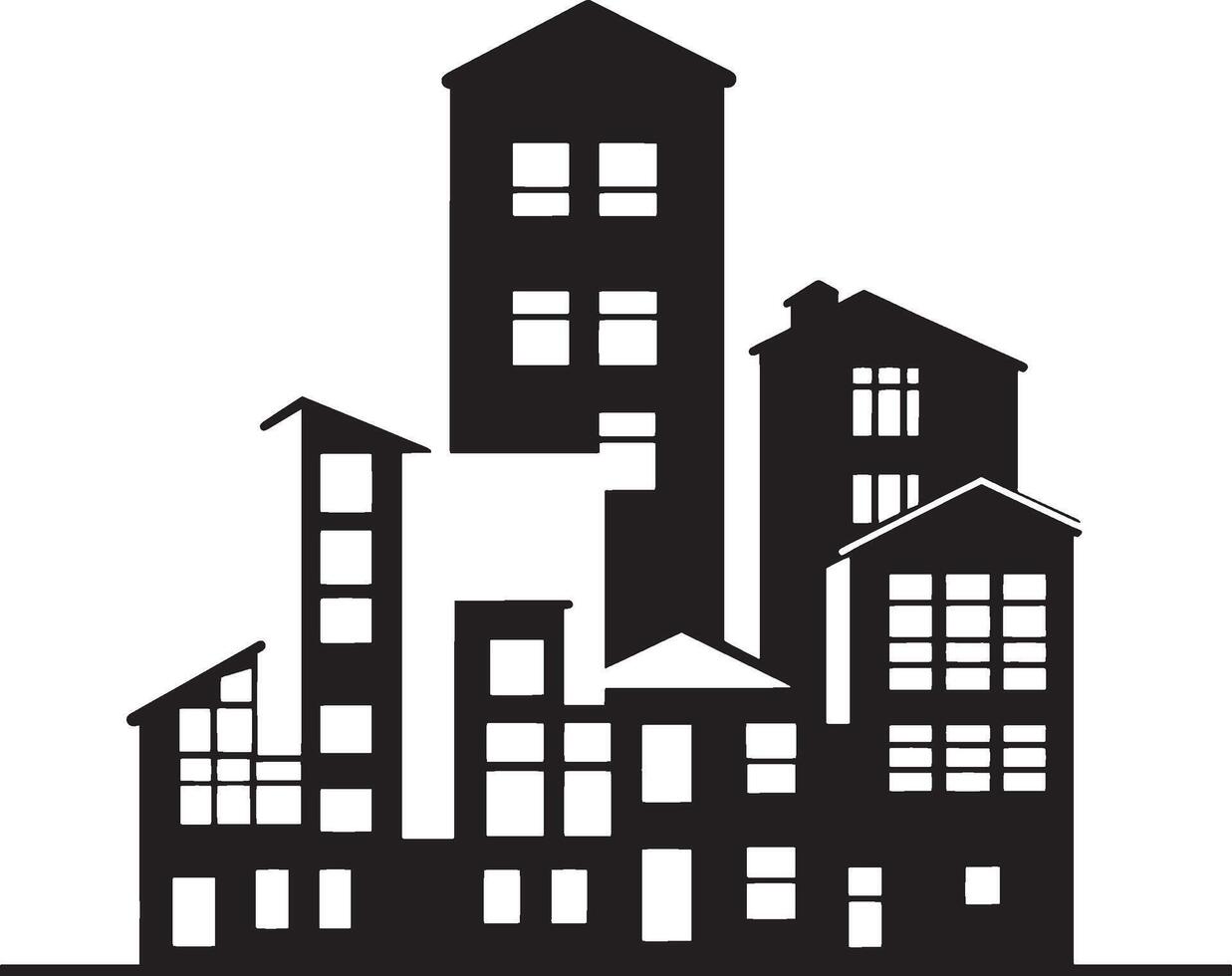 Black illustration of a simple building silhouette. vector