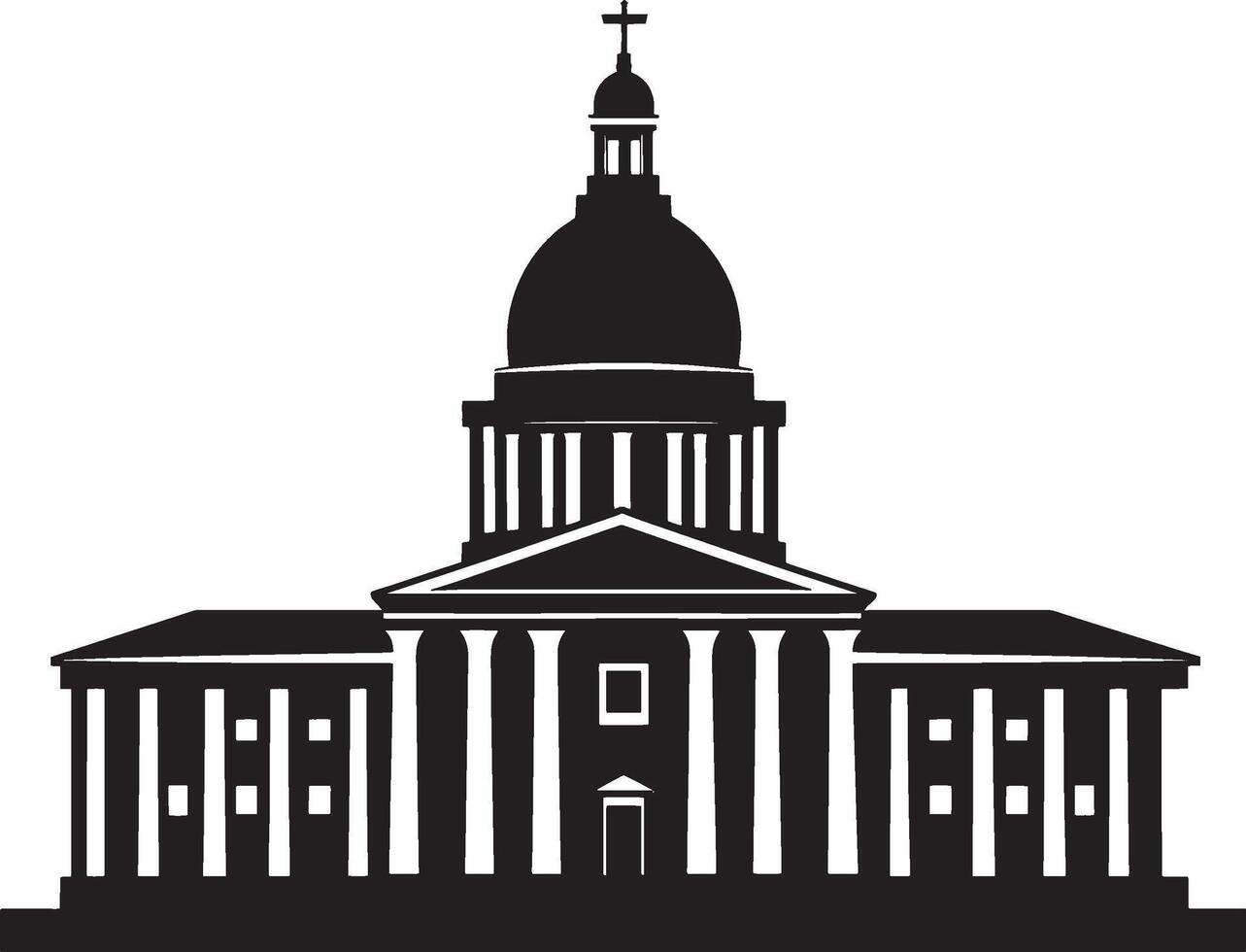 Government Building simple silhouette black illustration vector