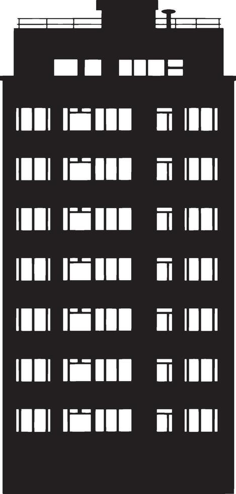 Black Illustration of Apartment Simple Silhouette vector