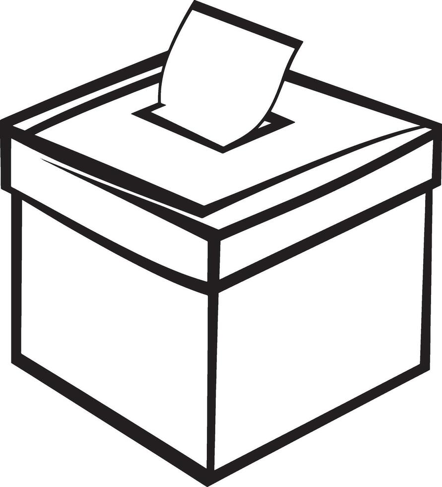 Ballot Box outline black illustration vector
