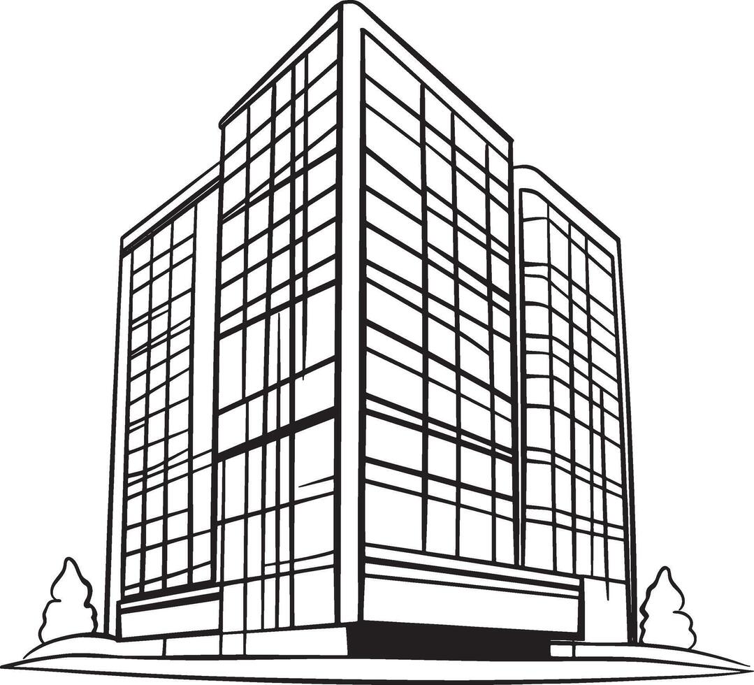 Black drawing of a building outline. vector