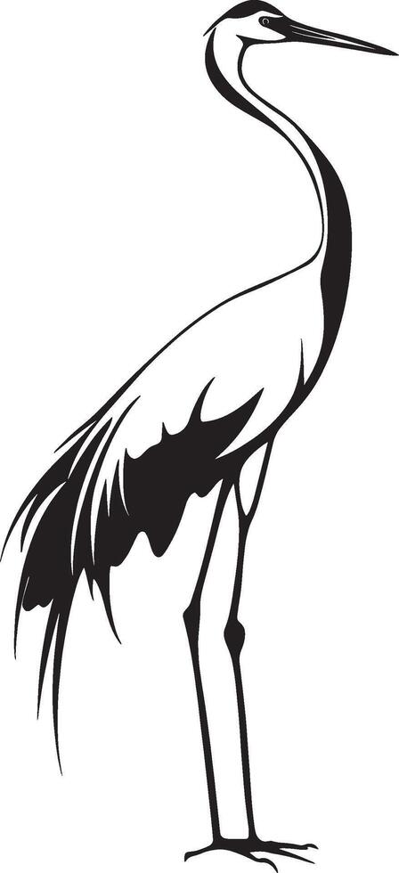 Black illustration of a crane outline. vector
