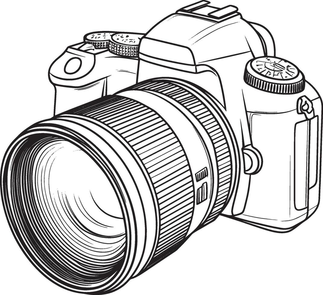 Camera Lens outline black illustration vector