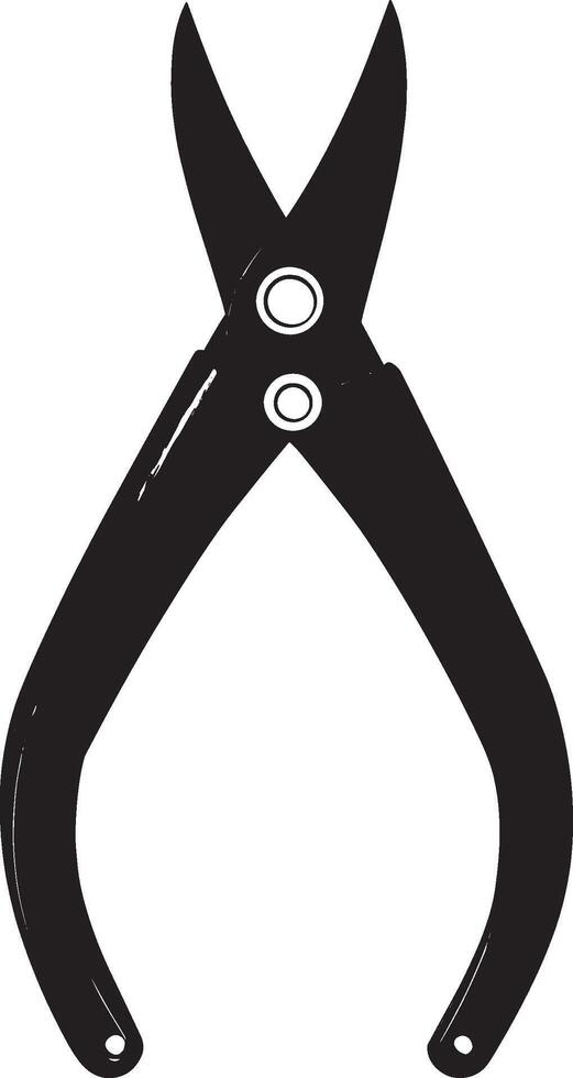 Black illustration of a wire cutter icon. vector