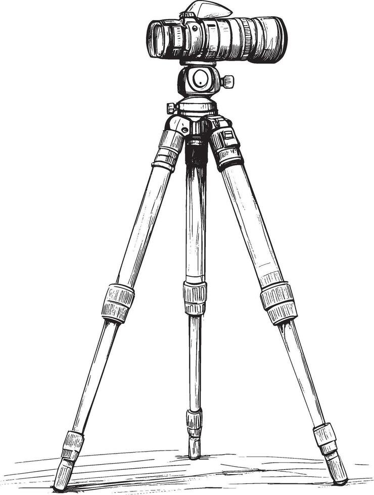 Tripod outline black illustration vector