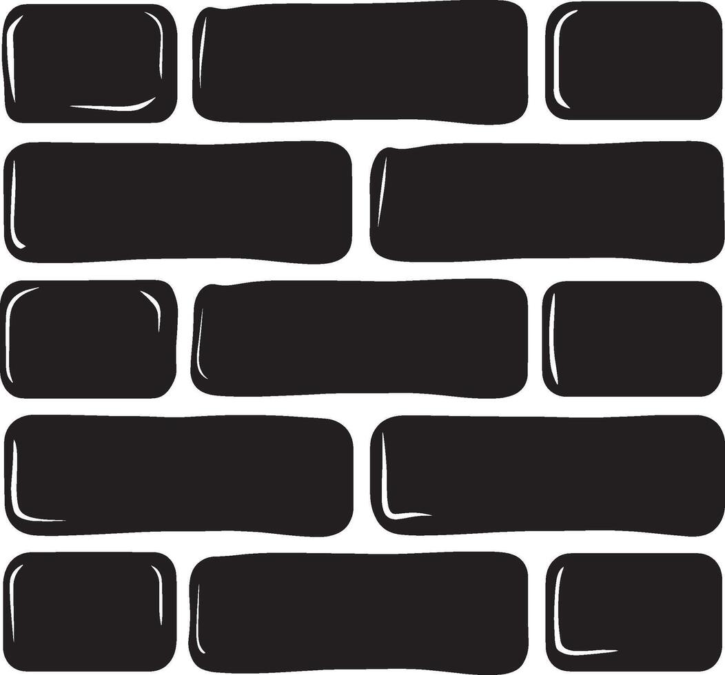 Black illustration of a brick wall icon. vector