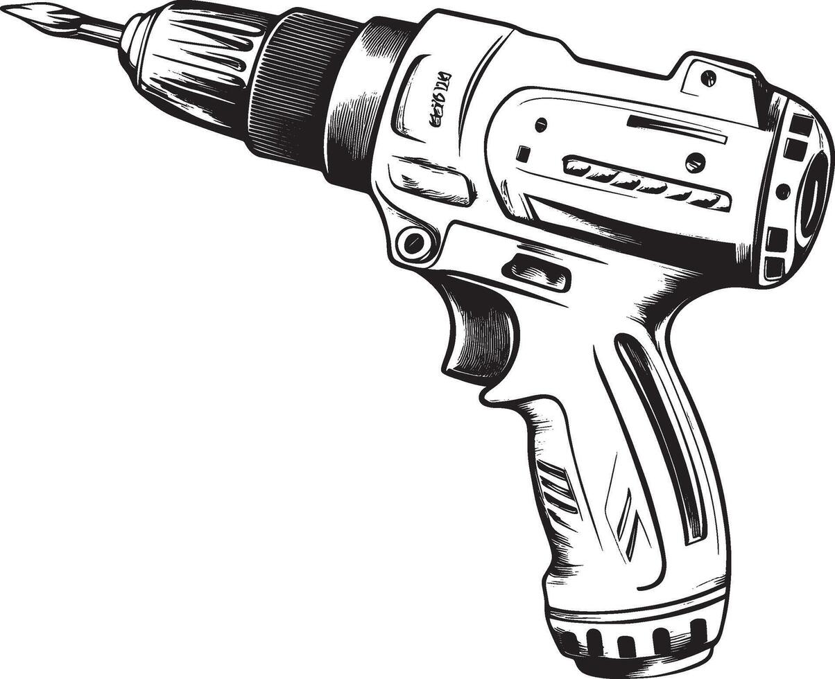 Drill outline black illustration vector