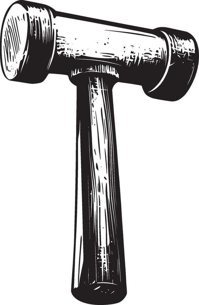 Hammer outline black illustration vector