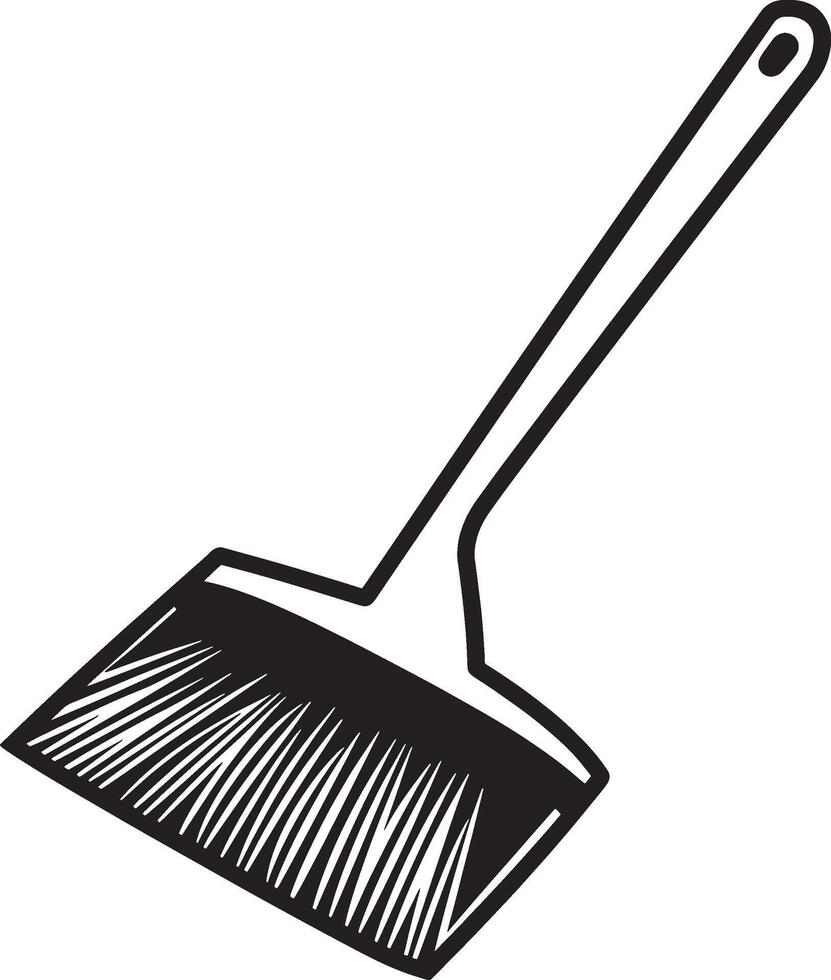 a black and white drawing of a broom vector