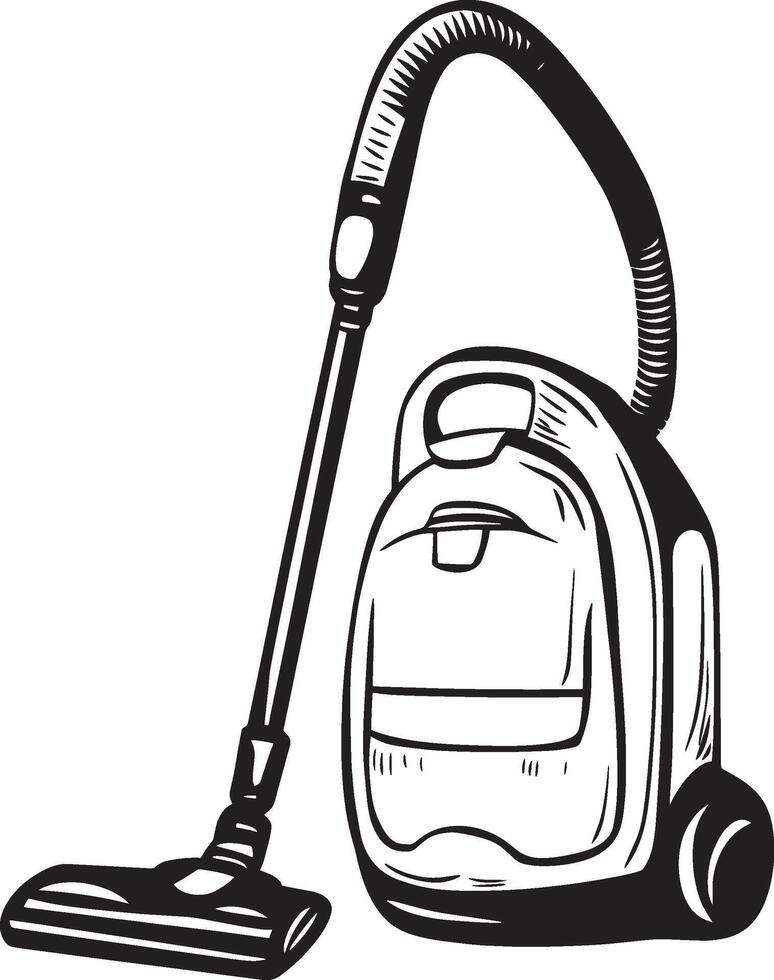 Vacuum Cleaner outline black illustration vector