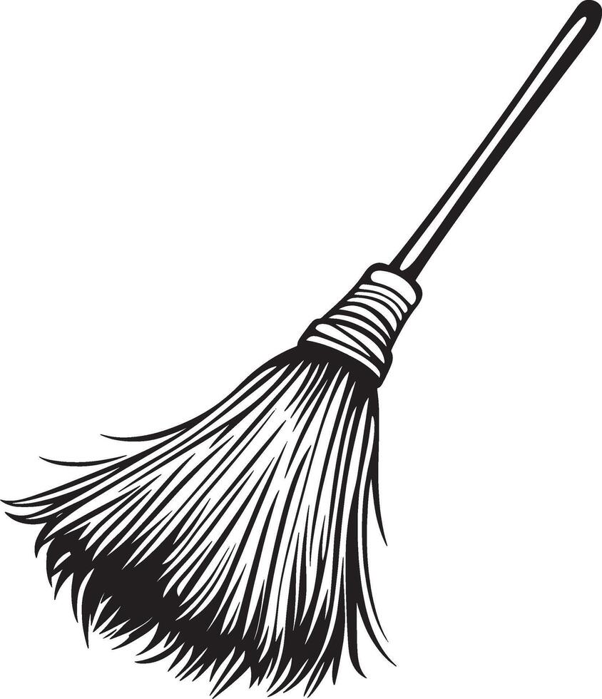 Broom outline black illustration vector