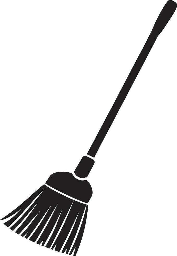 Black illustration of a broom icon. vector