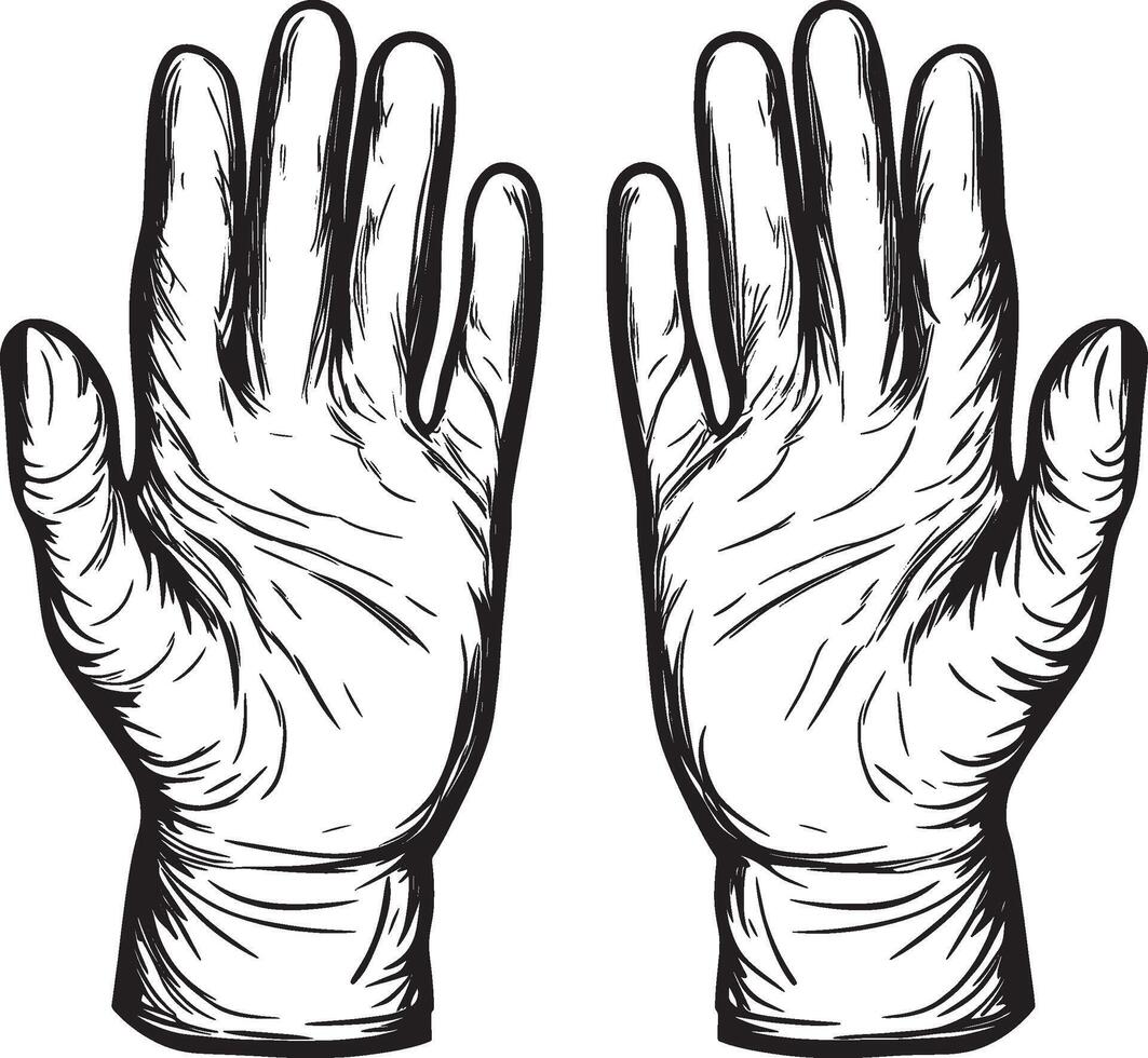 Gloves outline black illustration vector