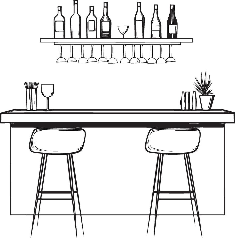 Bar Counter outline black illustration vector
