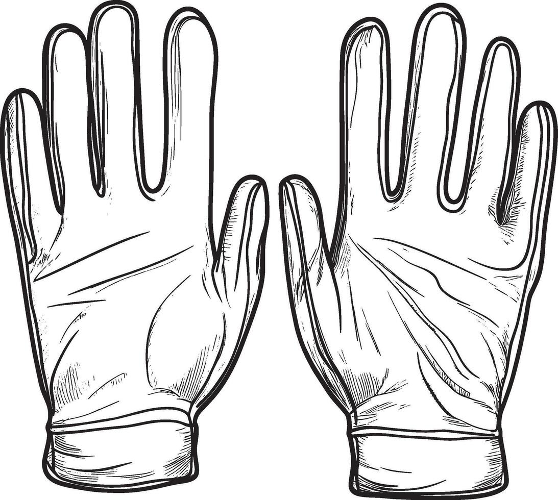 Black illustration of gloves outline. vector