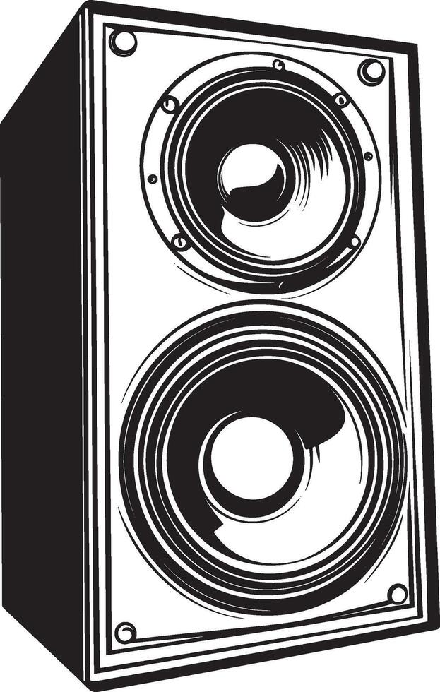 Black illustration of a speaker outline. vector