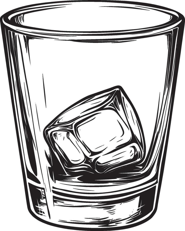 Whiskey Glass outline black illustration vector