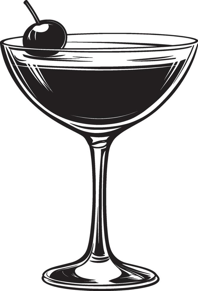 Cocktail Glass simple silhouette black illustration vector
