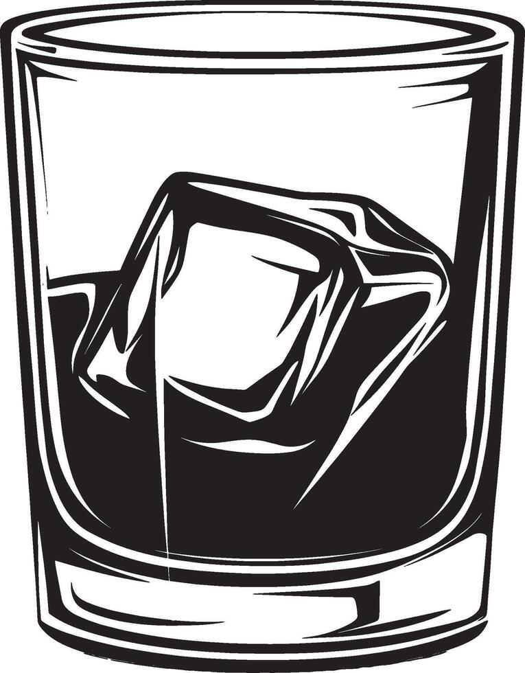 Black drawing of a whiskey glass shape. vector