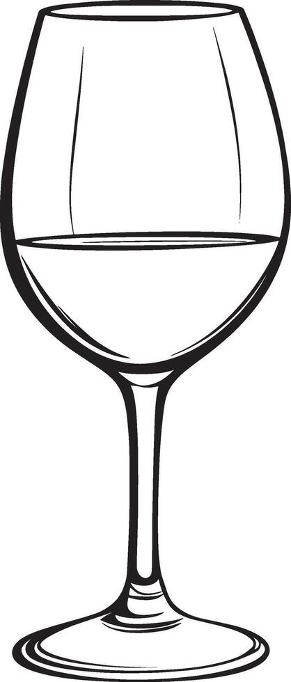 Black illustration of a wine glass outline. vector