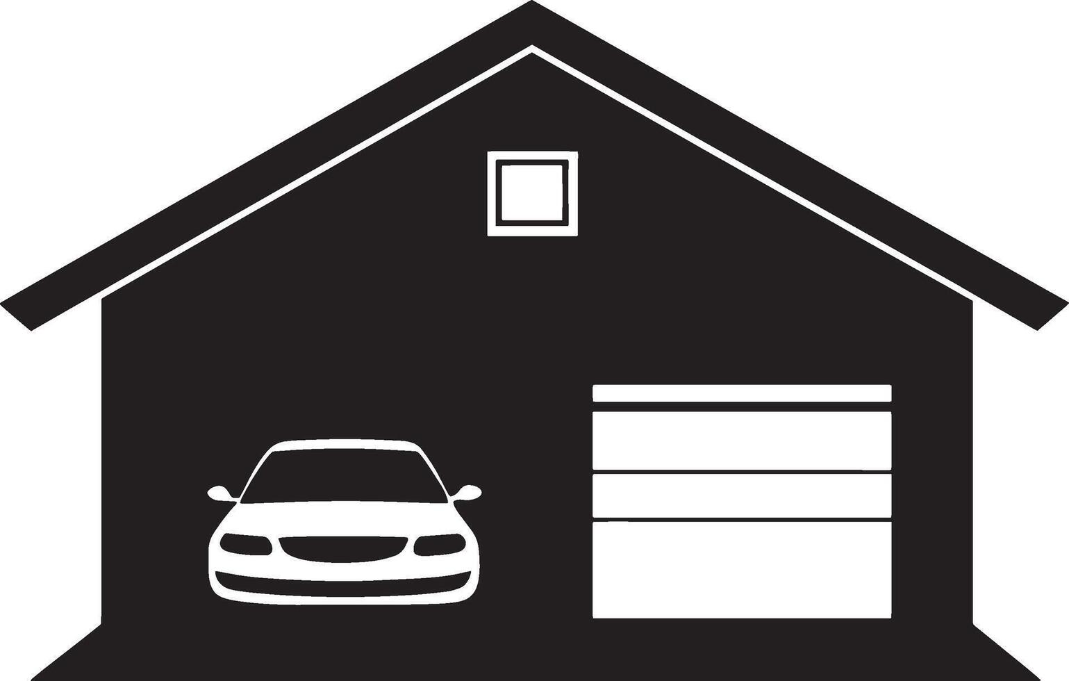 Car Garage simple silhouette black illustration vector